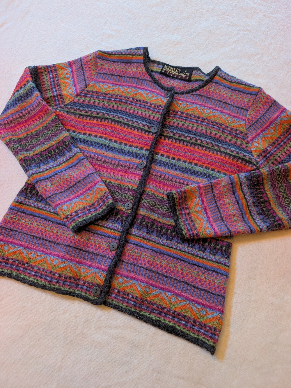 Baby Alpaca Links Fashions Multicolor Button Front Cardigan